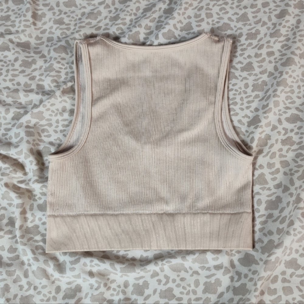 Offline By Aerie Cream Ribbed Sports Bra - Picture 5 of 7